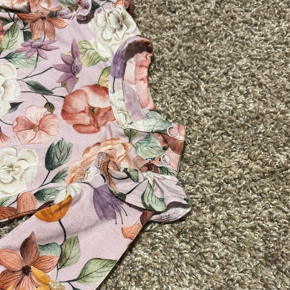Posh peanut Floral Long Sleeve Baby Romper - Picture 4 of 6